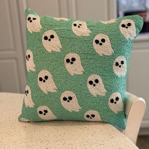Tik Tok Sweet Street Halloween Aqua and White Beaded Ghost Pillow